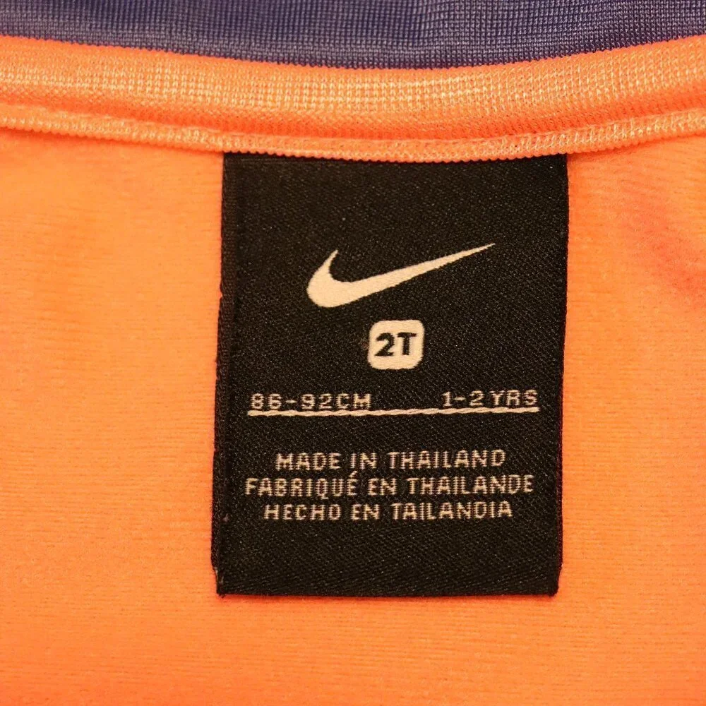 Nike Pink Zip-up Sweatshirt 2T, pink with blue writing & stars, ruffle bottom